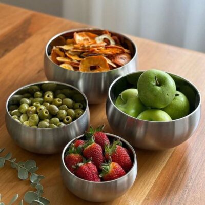 ست کاسه دو جداره استیل